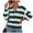 Green, variant on Women Striped Knit Cardigan V Neck Button Down Oversized Puff Long Sleeve Color Block Sweater Jacket Loose Ribbed Cuff Cropped Knit Outerwear for Spring Fall Daily Vacation