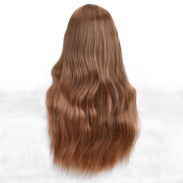 mtvxesu Wig Women's Wavy Long Curly Hair With Natural Bangs In The Center
