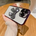 thumbnail image 2 of for iPhone 14 Pro Max Case Bling Glitter Rhinestones Diamond Bow Luxury Clear Cute Sparkly Aesthetic Phone Case with Full Camera Protector Plating Case for iPhone 14 Pro Max Purple, 2 of 7