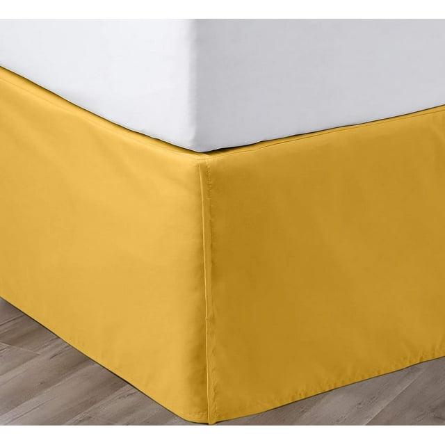 SGI Bedding 12 Inch Pleated Bed Skirt | Microfiber Bed Skirt | Fade Resistant, Wrinkle Free, Anti-static, Decorative, Extra Storage Space, Clutter-Free | Queen, Golden