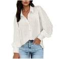 thumbnail image 2 of Bovxnpu Womens Long Sleeve Plus Size Tops, Button Down Shirts for Women Dressy Casual Blouse Business Casual Work Tops Plus Size Spring Clothes M, 2 of 5