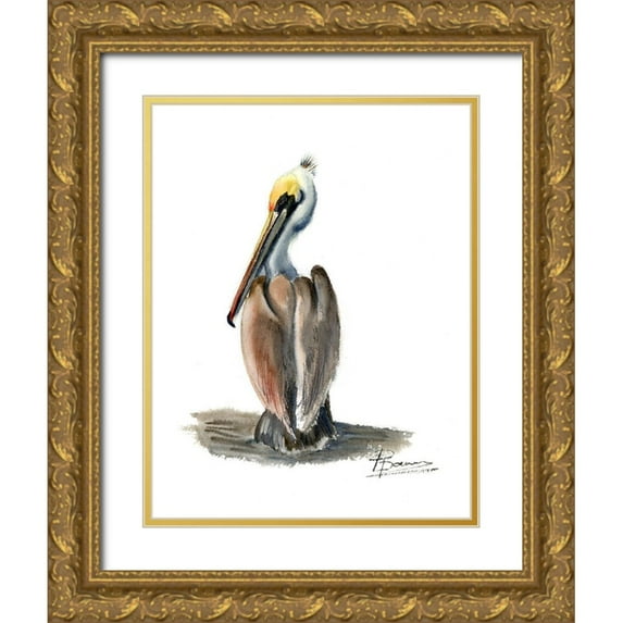 Shefranov, Olga 12x14 Gold Ornate Wood Framed with Double Matting Museum Art Print Titled - Beach Bird