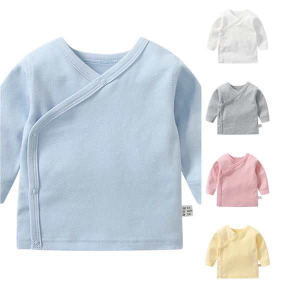 RMGVDSD Baby Clothes Boys Girls Long Sleeve T-Shirt Top Kimono Tees Soft Comfortable Side-Snap Tshirts 9-12 Months