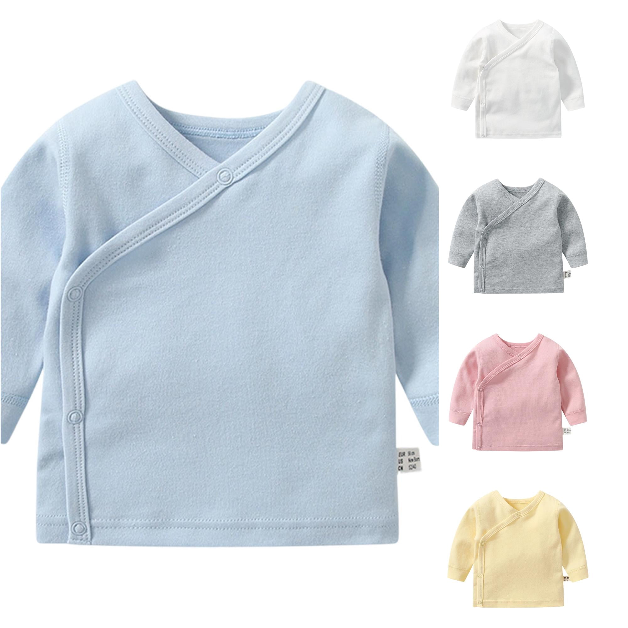 RMGVDSD Baby Clothes Boys Girls Long Sleeve T-Shirt Top Kimono Tees Soft Comfortable Side-Snap Tshirts 9-12 Months