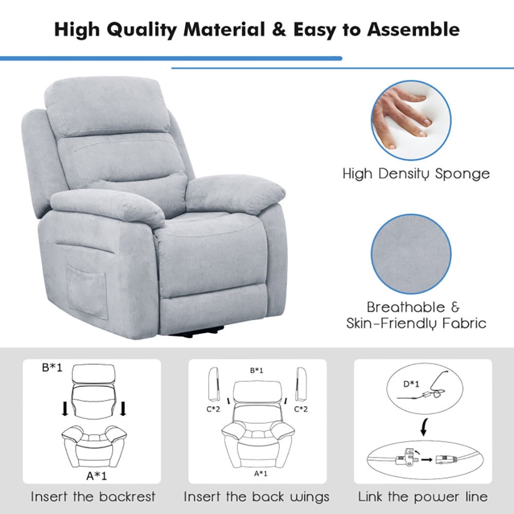 Finihen Electric Power Lift Relax Sofa Recliner Chair, Power Lift Recliner Sofa with Side Pocket and Remote Control, for Elderly, for Living Room, Bedroom, Gray Finihen Electric Power Lift Relax Sofa Recliner Chair, Power Lift Recliner Sofa with Side Pocket and Remote Control, for Elderly, for Living Room, Bedroom, Gray
