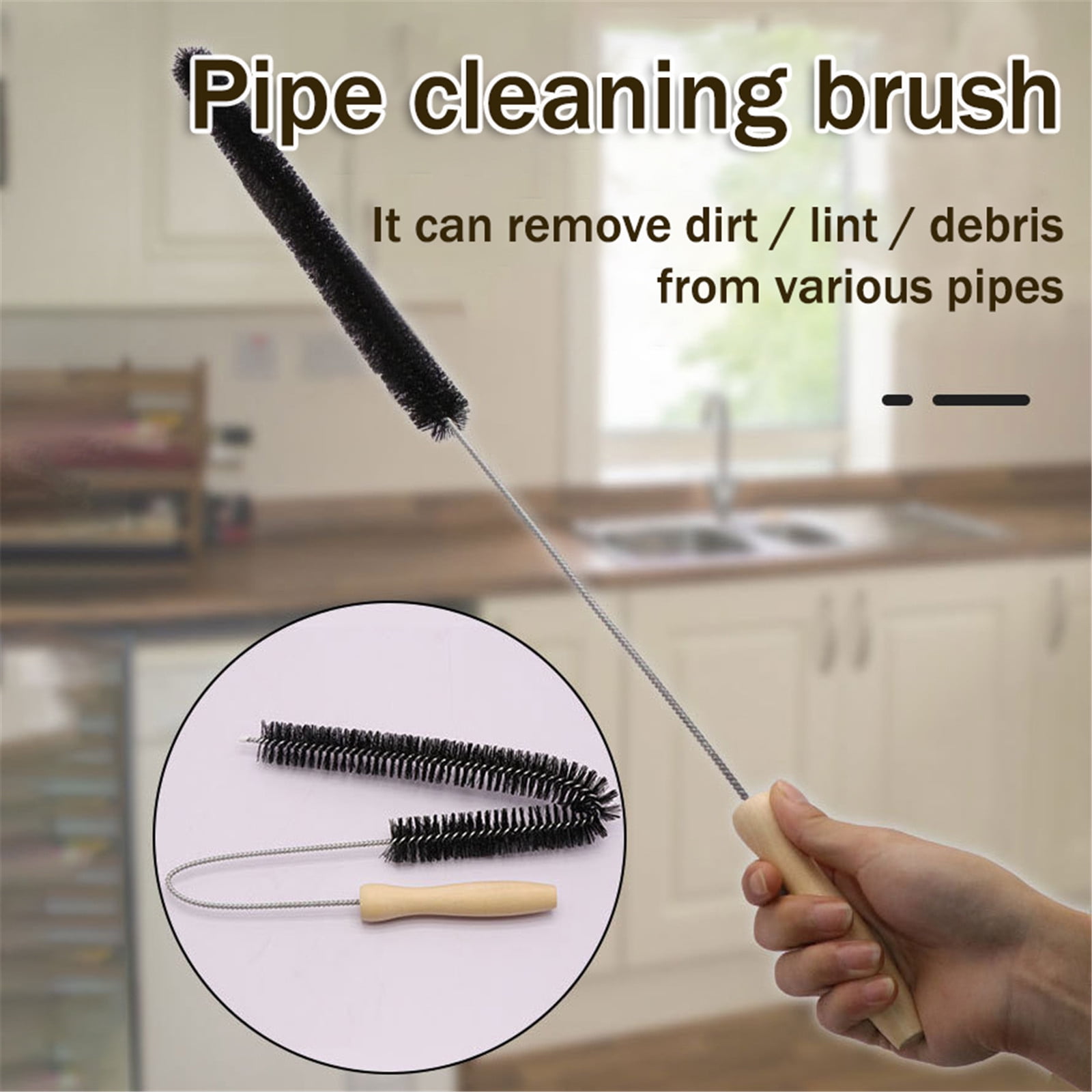 Flexible Drain Brush-Extra Long Nylon Cleaner for Cleaning Plumbing Sink  Fridge Skinny Pipe Air Tube Hose Dredging Tool 143cm/56 inch (1 PCS)