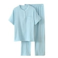 thumbnail image 2 of APEXFWDT Women Pajama Set Short Sleeve Henley Tops with Pants Two Piece Sleepwear Soft Comfy Solid Color Pj Set Loungewear, 2 of 3