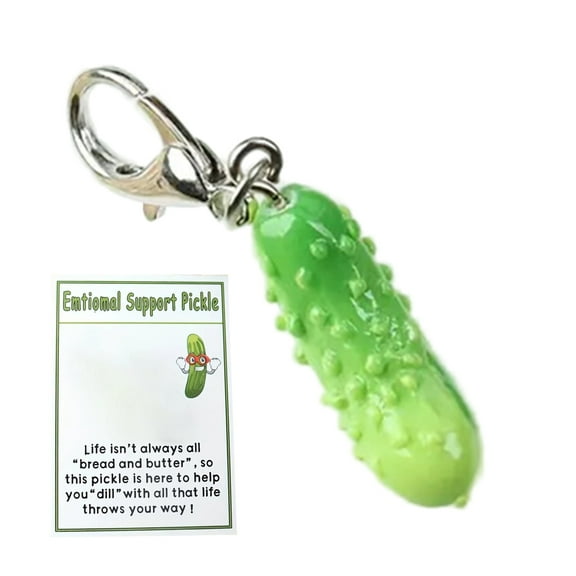 Pickle Bag Charm, Cucumber Keyring Decoration, Positive Bag Accessory, Backpack Car Key Decoration for Men Women, Emotional Support Keychain Pendant