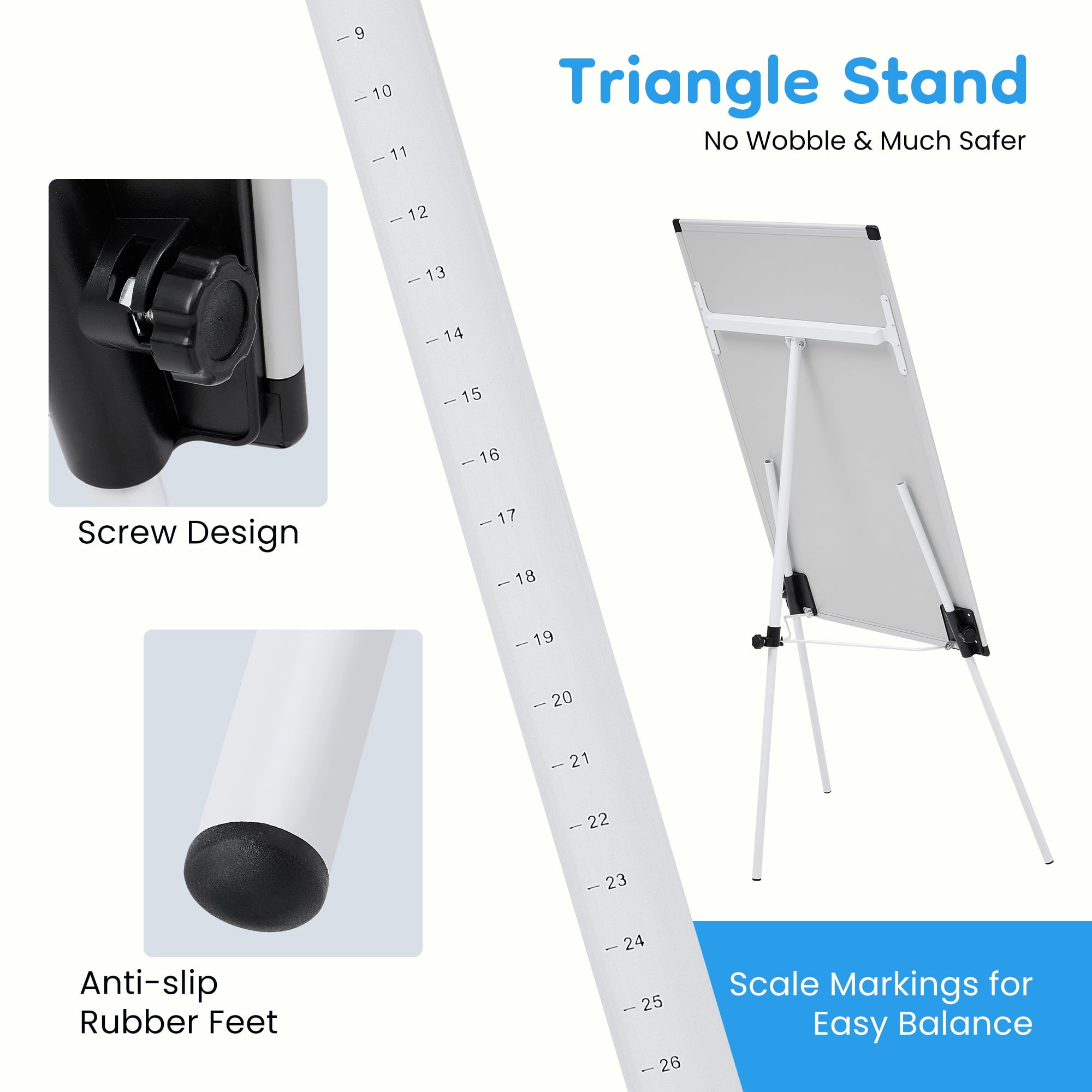 LIFERECORD 36"x24" Magnetic Portable Easel Dry Erase Board, Flipchart Easel Stand Tripod Whiteboard, White