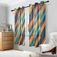 thumbnail image 2 of Yayeee Window Curtains Light Filtering 63"x42" Grommet Panel Pair Home Living Room Decor, Retro Stripes, 2 of 7