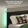 thumbnail image 3 of Bestier Queen Platform Bed with Adjustable Storage Headboard Shelf, LED Corduroy Upholstered Bed Frame, Black, 3 of 9