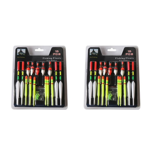 ZheElen Pack of 15 Angling Bobber Sea Lake Plastics Buoy Simple Operations Assorted Size Craftsmanship Fluctuate Bobbers 2Set
