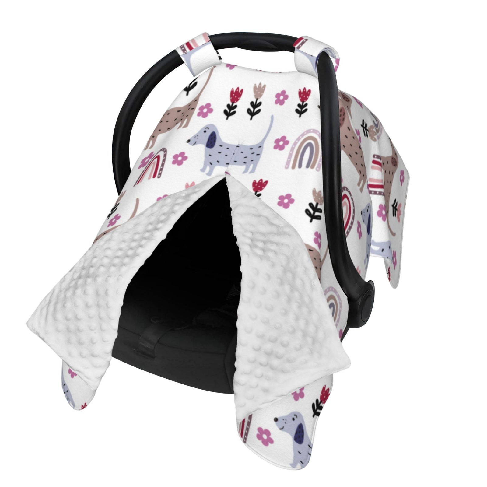Naloa Cute Dog Baby Car Seat Cover, Breathable Baby Carrier Cover, Multiuse Baby Carrier Cover & Nursing Breastfeeding Cover