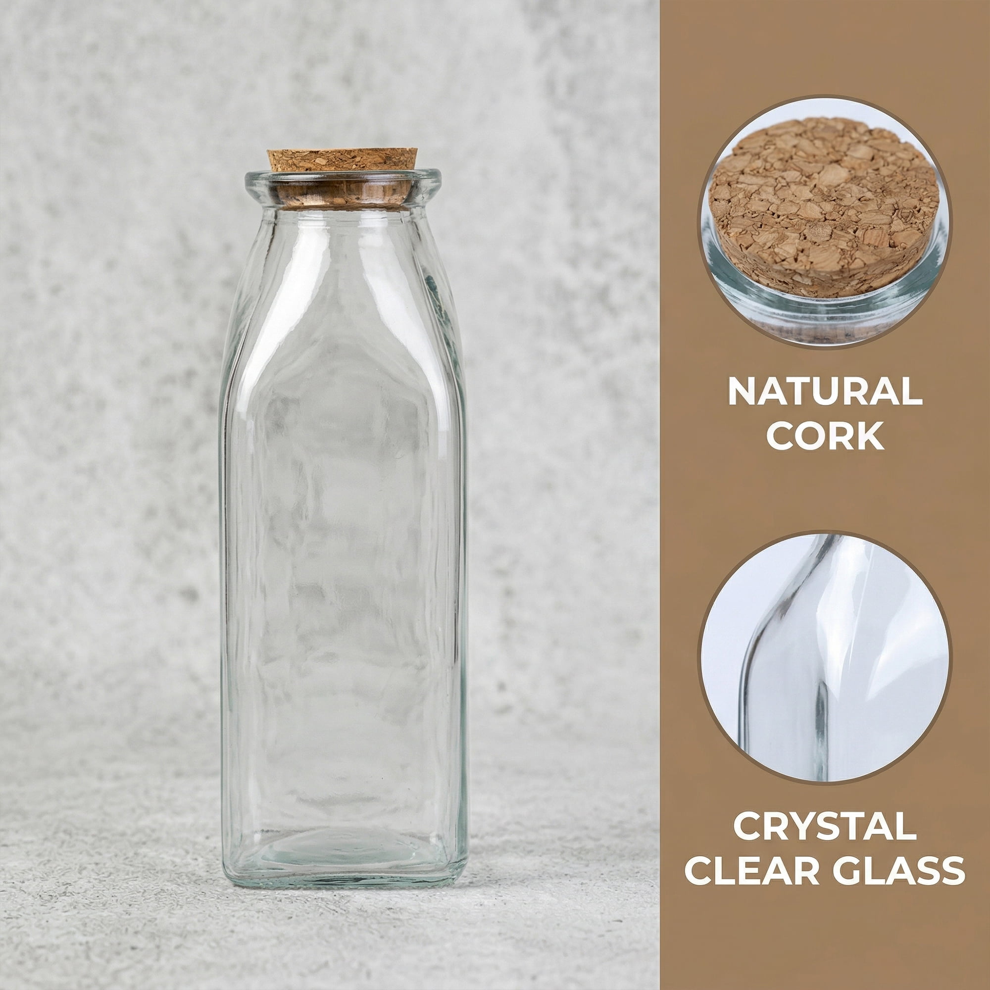 Unique Bargains 2pcs Glass Jars With Cork Stoppers Round Base 5.7cm x 5.7cm x 15.9cm