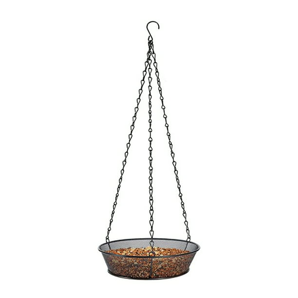 Practical Hanging Bird Feeder Tray Platform Metal Mesh Hanging Tray