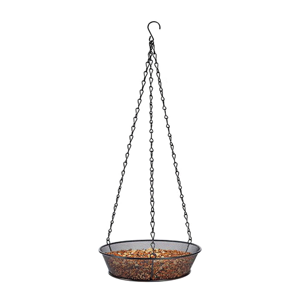 Practical Hanging Bird Feeder Tray Platform Metal Mesh Hanging Tray 