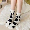 thumbnail image 5 of Cute Stuff Cow Print Socks For Women Fuzzy Winter Fluffy Lazy Sleeper Socks Warm Thick Cozy Trendy Cow Plush Mid-Calf Socks Cow Themed Halloween Christmas Birthday Gifts for women teen girls, 5 of 9