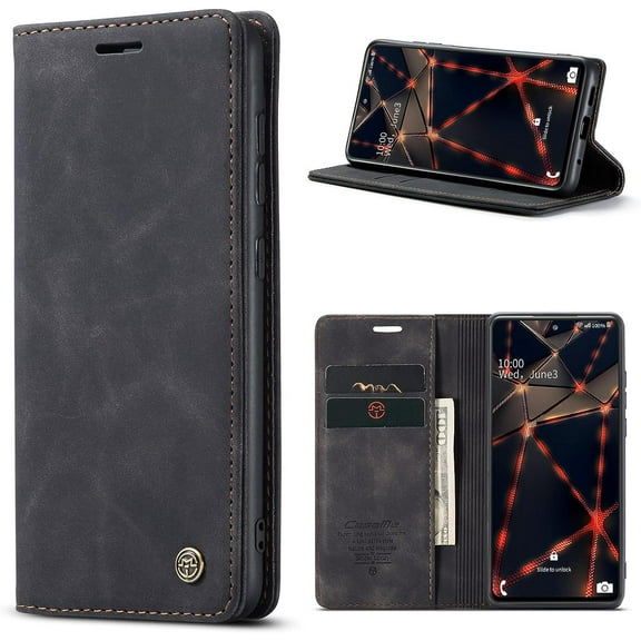 Wallet Case for Samsung Galaxy S20 FE 5G, Premium PU Leather Case Vintage Matte Wallet Flip Cover [Card Slots] [Magnetic Closure] Stand Function Folio Shockproof Full Protection - Black