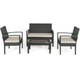 thumbnail image 4 of Gymax 4 PC Rattan Patio Furniture Set Garden Lawn Sofa Cushioned Seat Wicker Sofa, 4 of 10
