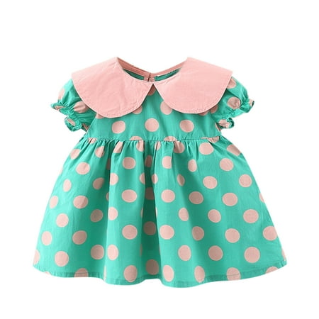 

Princess Printed Sleeve Girls Short Dot Dress Baby 6M-3Y Girls Dresses Children Place Big Girls Dresses