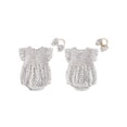 thumbnail image 2 of BemeyourBBs Newborn Baby Girl Summer Clothes Smocked Bubble Romper Cotton Linen Outfits Cherry Floral Print Crew Neck Flying Sleeve Bodysuit and Bow Headband 2 Pcs Set, 2 of 9