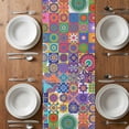 thumbnail image 4 of Table Runner 72 Inches Long for Kitchen Dining, Colorful Ethnic Dresser Scarf Farmhouse, Dining Table Decorations for Wedding/Parties, Modern Abstract National Geometric Purple 13 x 72 In, 4 of 8