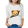 thumbnail image 2 of OKSALE 3/4 Length Sleeve T Shirts for Boys Girls Kids Cute Bear Printing Tshirt Trendy Loose Fitted Shirt Tops Casual Crewneck Tee Clothes for Children Size 7-8, 2 of 4