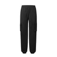 thumbnail image 4 of WILLBEST Pantalones Casuales para Mujer, Uso Diario, Color Sólido, 4 Bolsillos, Cintura Elástica, Pantalones Largos, Diseño Cargo para Mayor Comodidad y Estilo. Chica, 4 of 9