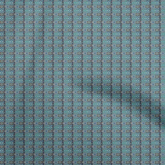 oneOone Cotton Cambric Turquoise Blue Fabric Asian Kilim Sewing Fabric By The Yard Printed Diy Clothing Sewing Supplies 42 Inch Wide