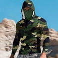 thumbnail image 2 of GUZOM Mens UPF 50+ Sun Protection Hoodie Long Sleeve Fishing Shirt Lightweight Camo Hooded Rash Guard with Face Mask Green,Size 5XL, 2 of 5