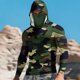 thumbnail image 1 of Ceisia Camouflage Print Hooded Top Men's Slim Fit Long Sleeve UV Protective Face Mask Shirt Green L Gifts, 1 of 5