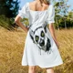 thumbnail image 5 of Vestido de manga corta con cabeza de lémur, vestido largo para mujer, vestido de fiesta, vestidos de novia para mujer, 5 of 7