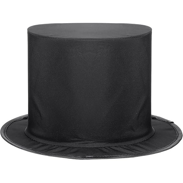 wonima02 Black Top Hat for Men, Novelty Magician Collapsible Cap Butler Formal Costume Top Hat for Dress Up Birthday Party Comedy Show Supplies