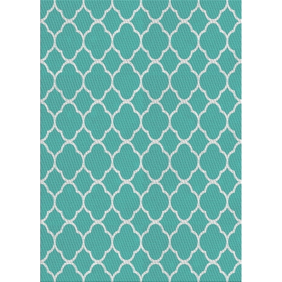 Ahgly Company Indoor Rectangle Patterned Light Sea Green Novelty Area Rugs, 8' x 10'