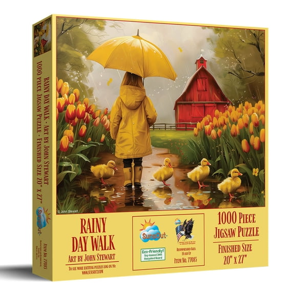 SUNSOUT INC - Rainy Day Walk - 1000 pc Jigsaw Puzzle by Artist: John Stewart - Finished Size 20" x 27" - MPN# 77085