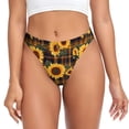 thumbnail image 1 of Balery Brown Blue Plaid Sunflower Tangas de Algodón para Mujer con Estampado – Ropa Interior Sexy, Transpirable, G-string-Small, 1 of 6