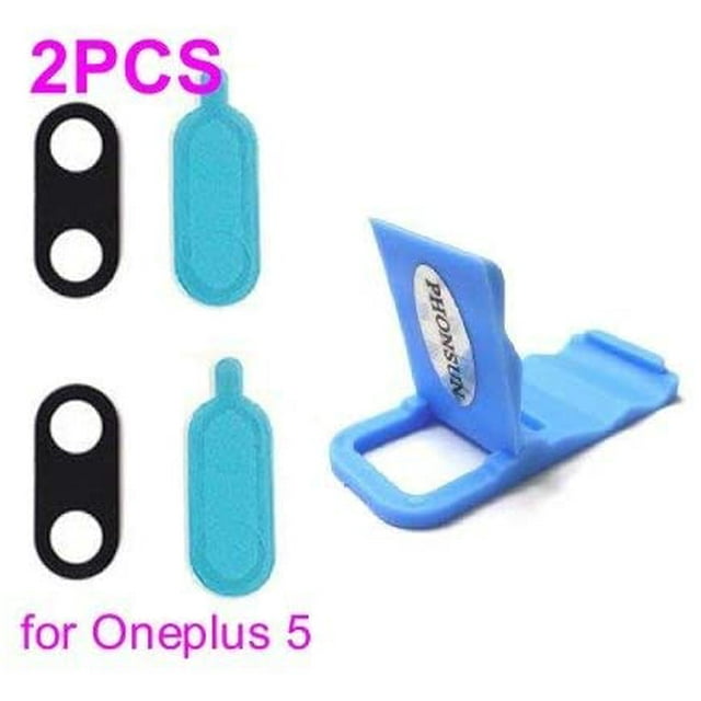2PCS Back Camera Glass Lens Cover with Adhesive for OnePlus 5 5T A5000 A5010 + PHONSUN Portable Cellphone Holder