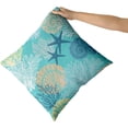 thumbnail image 5 of Ocean Coral Pillow Covers 18x18 Inch Nautical Coastal Throw Pillows Set of 2 Beach Seashell Starfish Pillow Case Soft Cotton Square Cushion Covers for Home Couch Sofa Patio Bedroom, Green, 5 of 6