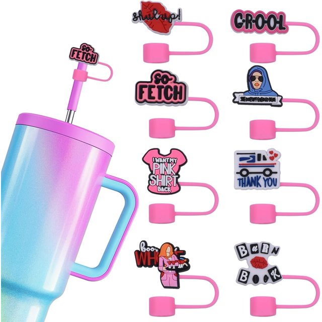 Stanley Mean Girl Straw Covers - Reusable Straw Tips, 8Pcs for 40&30 oz Cups