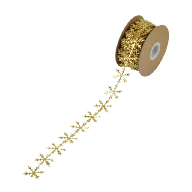 Abbracc Christmas Ribbon DIY Crafts Creative Accessories 32.80ft Rope Wedding Decoration Gold Snowflakes