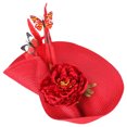 thumbnail image 1 of Chapeau de Paille pour Femmes, Chapeau de Fête de Thé, Bandeau Papillon Exagéré, 1 of 8