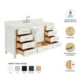 thumbnail image 3 of ARIEL 67" White Single Bathroom Vanity with 1.5" Edge Pure White Quartz Countertop & Splash, 1 Rectangular Sink, 2 Soft Closing Doors, 9 Full Extension Dovetail Drawers, Brushed Nickel, 3 of 8