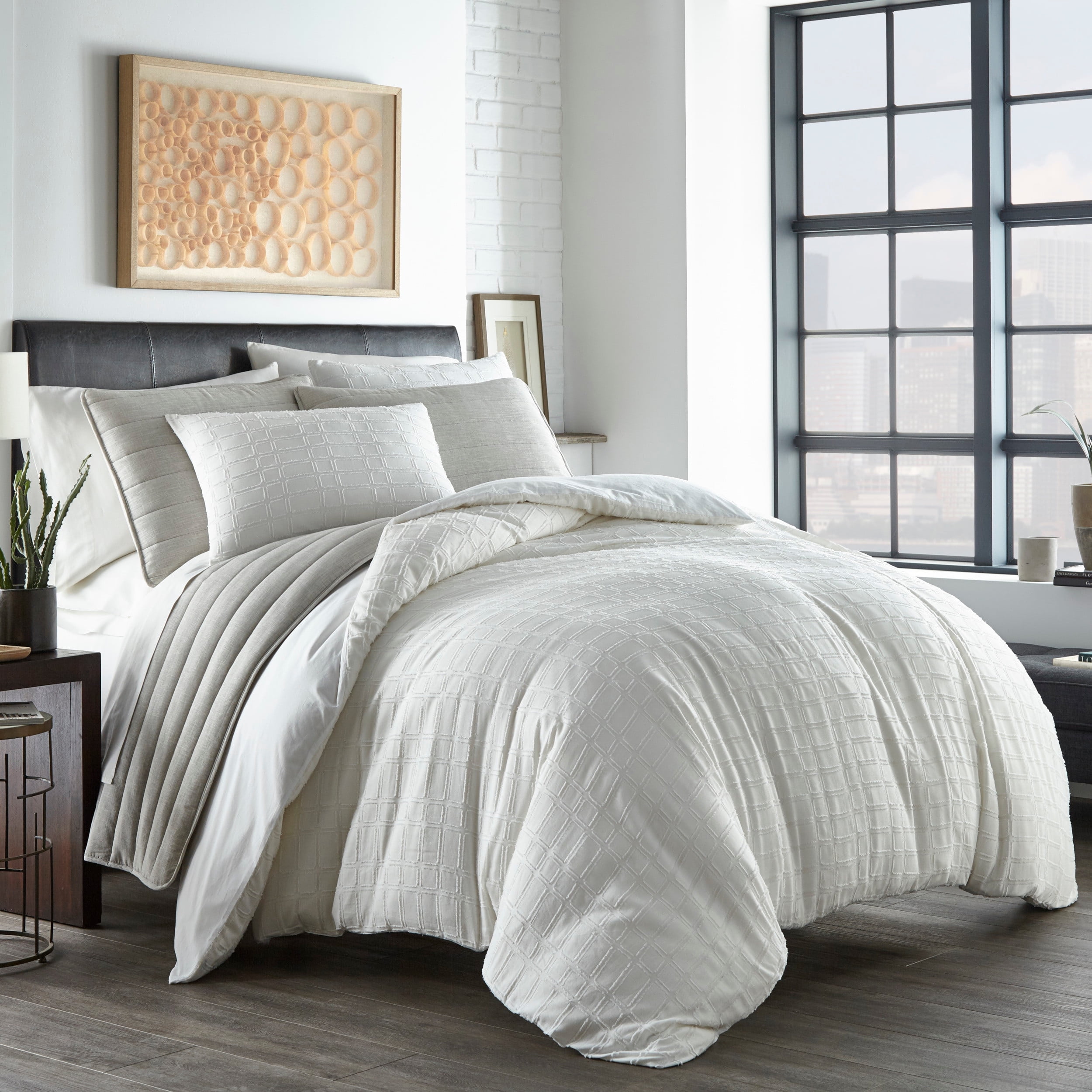 city scene sherman white duvet cover set