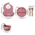 thumbnail image 3 of Baby Feeding Set with 2 Face Wipe Washcloths for Tableware for Babies, Kids, and Toddlers Microwave Dishwasher Safe-Dark Pink, 3 of 6