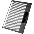 thumbnail image 1 of ZHAOCHENG Escurridor de platos enrollable para cocina sobre el fregadero: escurridor de platos con ruedas y soporte para utensilios, rejilla plegable para fregadero de acero inoxidable (17,3 x 15 pulg, 1 of 5