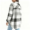 thumbnail image 5 of JGGSPWM Womens Fall Outfits Fashion Clothes Shackets Flannel Plaid Button Down Long Sleeve Shirts Jackets with Pockets Black L, 5 of 6