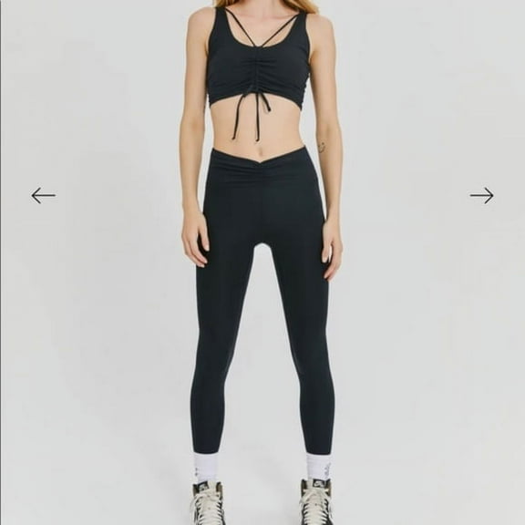 Bandier Something Navy BLACK High Rise Ruched Leggings, US 2XL