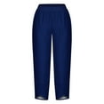 thumbnail image 4 of Mitancoo Hem Pants for Women - Plus Size High Waist Casual Wide Leg Cropped Lounge Pants Blue Pants Size M, 4 of 4