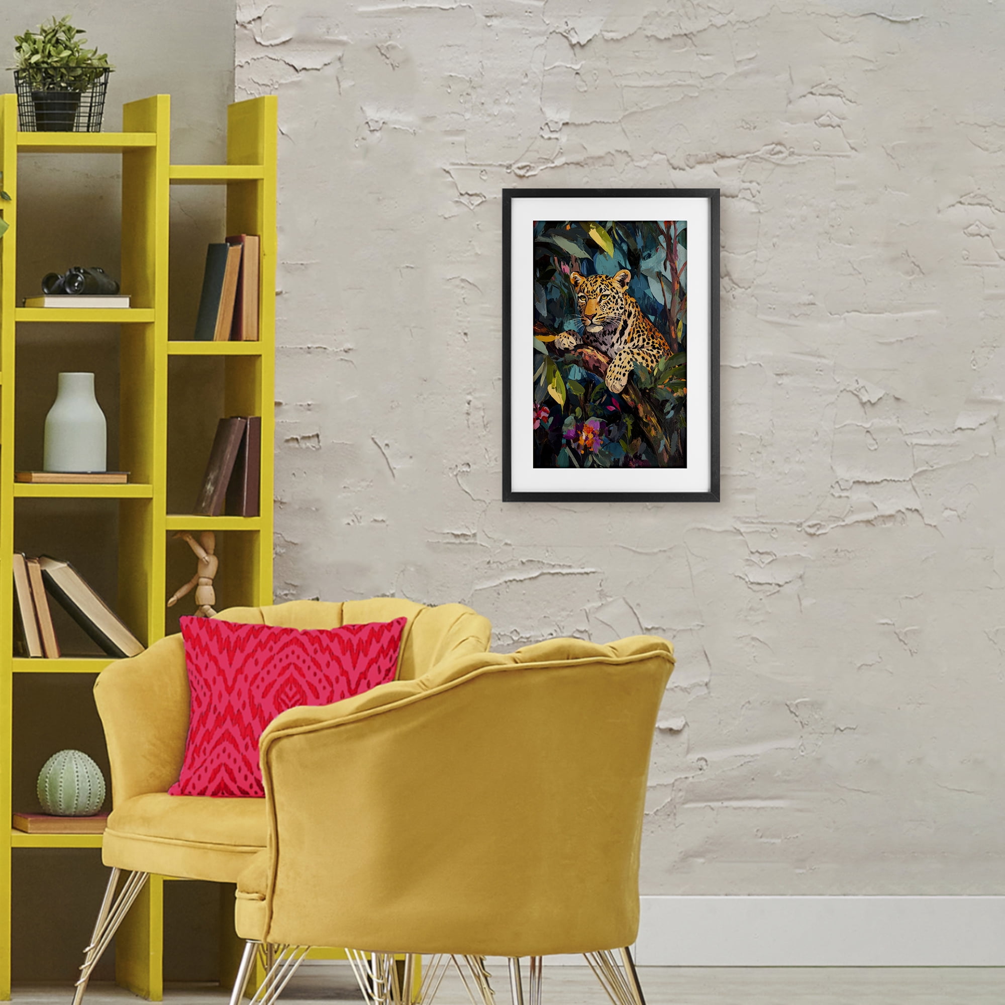 Stupell Industries One The Wild Side Leopard Black Framed Print Under Glass, design by Petal Prints Design