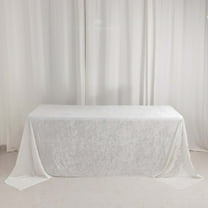 Efavormart White Seamless Premium Crushed Velvet Rectangle Tablecloth - 90"x132"